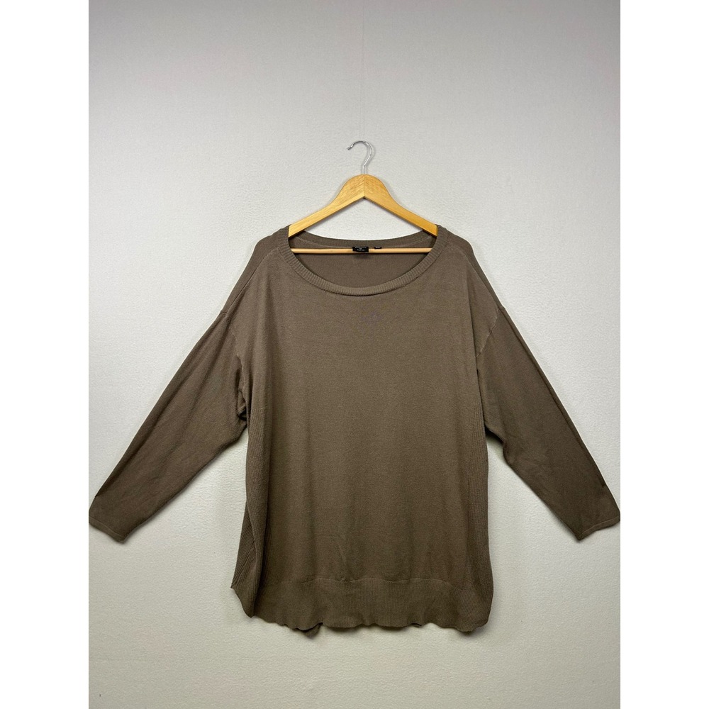 Minimalist Devotion by Cyrus Women 3X Taupe Brown Oversized Scoop Neck Sweater